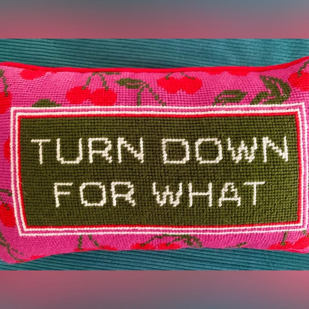 Pink Cherry Accent Pillow - 'Turn Down For What'
